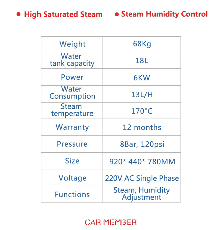 Car steam cleaner specifications